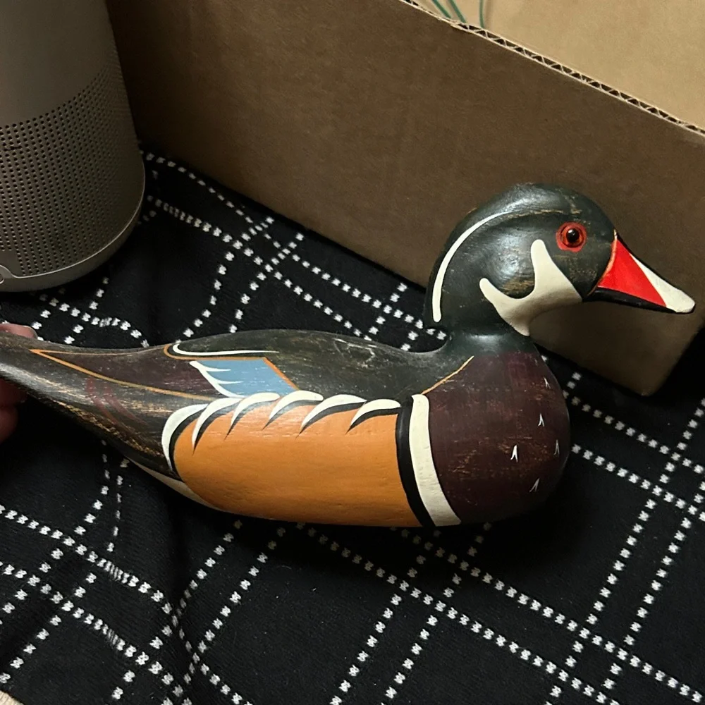 Handcrafted Wooden Bird Figurine - Multicolor